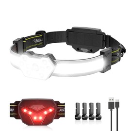 EXIN DECHEN LED Headlamp Rechargeable, 1200 Lumen Super Bright Headlamp Flashlight, 270° Wide Beam LED Headlamps with Red Taillight, 8 Mode Lightweight Waterproof Head Lamp