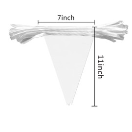 Consummate Banderines blancos en blanco de 100 pies, banderines triangulares para colgar en la gran apertura, bodas, cumpleaños de niños, decoraciones de fiesta, 60 unidades