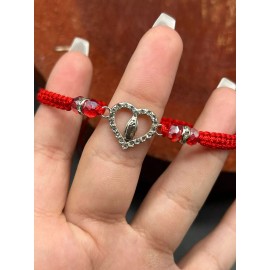 trend Our Lady Of Guadalupe Heart Red String Bead Adjustable Bracelets