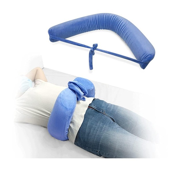 Lumbar Roll Pillow for Sciatica Nerve Pain Sleeping Lower Back Support Scoliosis Waist Pillow for Side Sleepers in Bed & Office Chair Adjustable Straps Lumbar Foam Positioning Pillow (L Size)