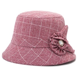 Glamorstar Cloche Hats for Women Vintage Bowler Hat Floral Fedora Bucket Hats Flower Grey