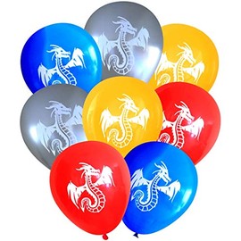 Dragon Balloons (16 pcs) by Nerdy Words (Red, Blue, Butterscotch, Silver)