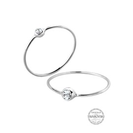 Elli Women's Ring Set Elegant Basic with Crystals, 62, Sterling Silver, crystal