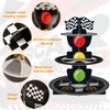 3-Tier Racing Car Theme Cardboard Cupcake Stand, Reusable Round Cupcake