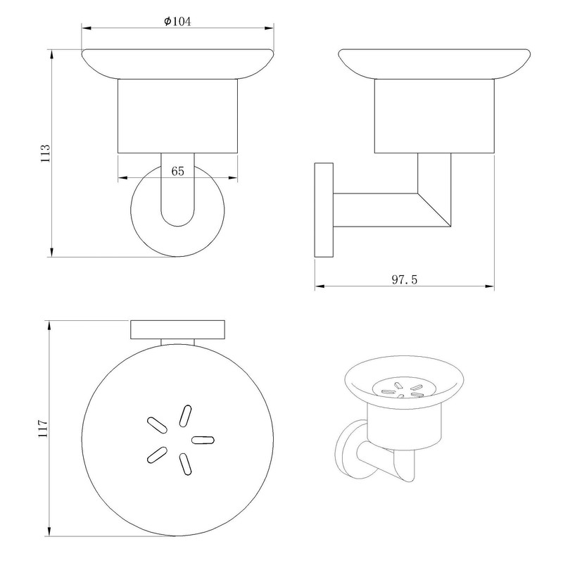 EcoSpa Rose Frosted Glass Soap Dish and Wall Mounted Holder