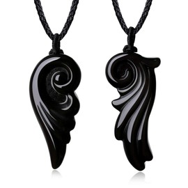 COAI Wing Black Obsidian Necklaces for Couples His and Hers Necklaces