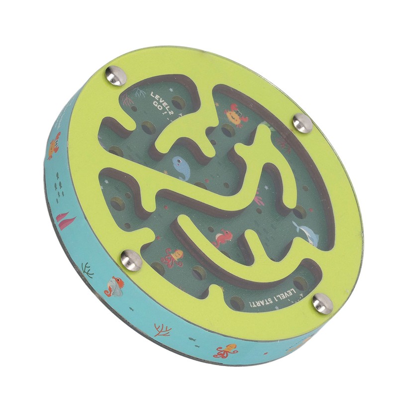 Balance Maze Game Double Sided Educational Round Portable Wooden Ball