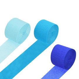 Rebower Crepe Paper Roll, Ocean Blue Crepe Paper Streamers Sheets, [for Party Streamer Decorations, Birthday Party] - 1.8 Inch x 82 ft / 3 Roll