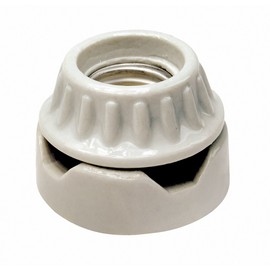 Leviton Medium Base, Two-Piece, Keyless, Incandescent, Unglazed Porcelain Lampholder, Surface Mount Low, Single Circuit, Back Wired, 9880, White