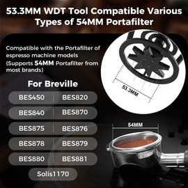 IKAPE Espresso Coffee V3 WDT Herramienta de distribución de agitador de 54 mm, equipada con agitador de 10 agujas, altura de aguja ajustable, agitador de café con embudo de dosificación y soporte