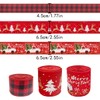 HAIKING Christmas Wired Ribbon, 3 Rolls Truck Tree Buffalo Plaid