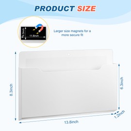 Fuutreo 6 Pcs Magnetic Wall File Organizer Magnetic Wall File Holder Refrigerator Magazine Holder for Mail Letters Paper(White,8.3 x 13.8 Inch,Horizontal)