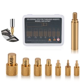 Heat-Set Insert Tips Soldering Iron Tips M2 M2.5 M3 M4 M5 M6 M8 1/4",Thread Inserts Compatible with FX-888D Weller SP40NKUS and Yihua 939D Irons,for Connecting 3D Printed Parts and Plastic Parts