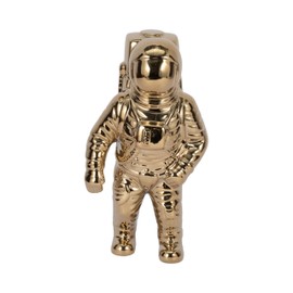 Sagebrook Home Astronaut Figurine Ceramic Stoneware Sculpture - Modern Space Decor Accent for Home, Office, Living Room, Bedroom - Metallic Gold Finish - 11"