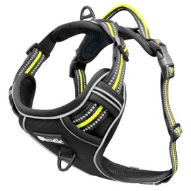 bluzelle Dog Harness for Small Dogs, Reflective Chest Harness with Handle & Pocket for GPS Tracker, Anti-Pull Dog Vest, Dog High Visibility Vest, Breathable Reflector Straps, XS, Black 2