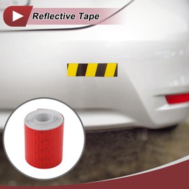HEROFFIX 1 Pcs Safety Warning Reflective Tape Increased Visibility Reflective Strips 9.84ft x 1.97" Red PVC
