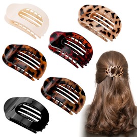 6 PCS Flat Hair Clips for Women, Non Slip Claw Clips for Thin Thick Hair Flat Strong Hold Hair Claw Clips Hair Accessories for Lying, Driving, Beach, Traveling