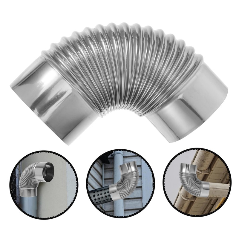 SHINEOFI 2pcs Stainless Steel Elbow Pipe for Chimney Flue Efficient