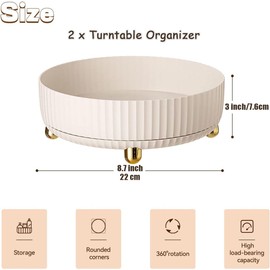 Cobenga 2 Pcs Lazy Susan Turntable Organizer, 360° Rotating Storage Tray, Makeup Perfume Organizer, 8.7 inch Rotating Turnable Cabinet Organizer for Makeup Cosmetics, Countertop Table Pantry Bathroom