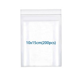 huruirui Small Plastic Bags, 10 x 15 cm / 160 μm 200pcs Resealable Transparent Plastic Bags, Small Sealing Bag
