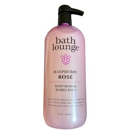 Bath Lounge Body Wash & Bubble Bath – Raspberry Rose 32 Fl Oz | Dual-Action Cleanser for Bath & Shower | Cleanses, Refreshes, Softens | Made in USA