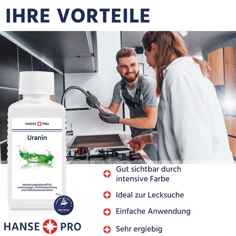 Hanse Pro Uranine, 1 x 100 g, Marking Dye, Leak