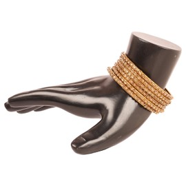 Touchstone New Golden Bangle Collection Indian Bollywood Stunning Filigree Yellow Rhinestone Charming Look Designer Jewelry Bangle Bracelets Set of 6 in Antique Gold Tone for Women.