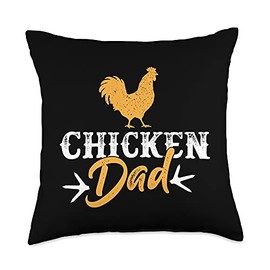 Funny farming Tractor Designs for Farmer Men Chicken Dad-Farmer Throw Pillow, 18x18, Multicolor