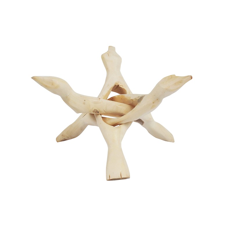 Indian Consigners Wooden Tripod Stand, Kobra Design (Natural White, 8