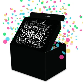 FETTIPOP DIY Gift Box, Gift Carton, Exploding confetti (Premium White), 18.5 x 14 x 11 cm, Surprise Explosion Gift Box, Pop-Up with Wow Effect