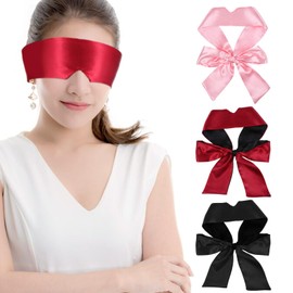 Aeaocvo 3 PCS Blind Folds for Women, Satin Eye Mask for Sleeping, Adjustable Blindfold 150cm/59in Blockout Light Sleep Masks for Women Men Yoga, Nap, Meditation