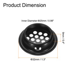 sourcing map 24Pcs Air Vents Circular Flat Soffit Vent 25mm/1" Stainless Steel Round Vent Mesh Hole Louver for Bathroom Home, Office, Kitchen, Cabinet, Wardrobe, Black
