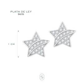 Clepsidra® Aretes para Mujer de Plata de Ley 925 Estrellas Circonias