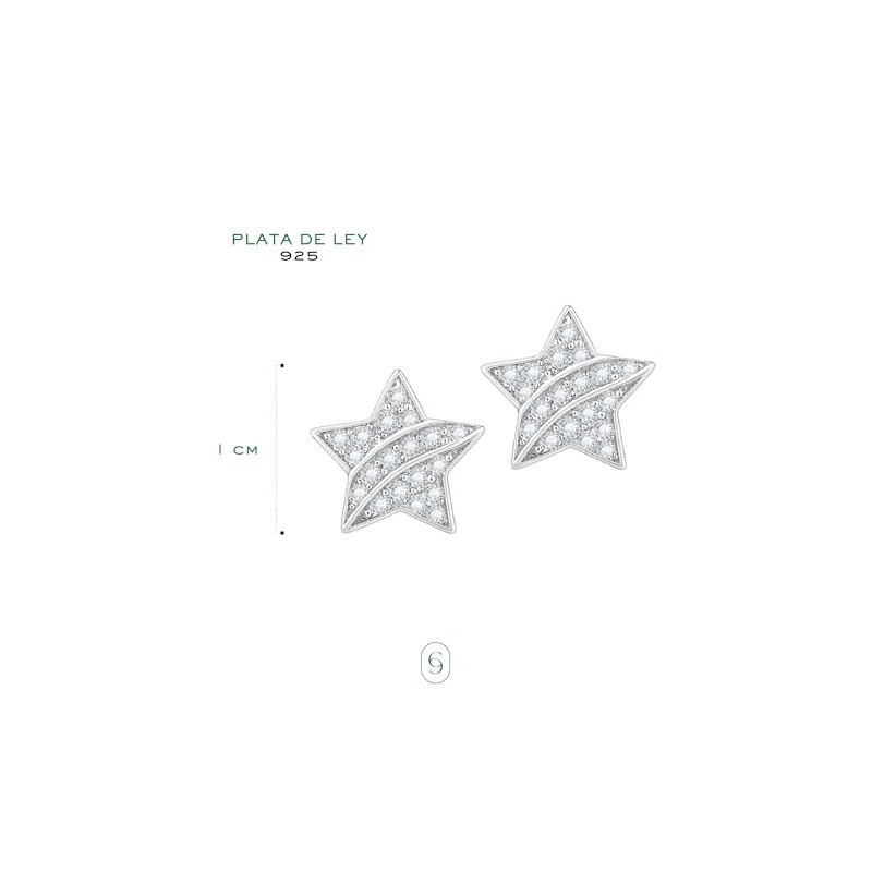 Clepsidra® Aretes para Mujer de Plata de Ley 925 Estrellas