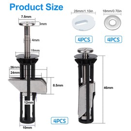 Garegce Toilet Seat Fittings, 4pcs Toilet Seat Screws, WC Universal Stainless Steel Top Fixing Toilets Seat Replacement Accessories Fastener Bolt Kit Maintenance, Easy to Install