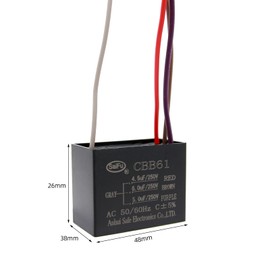 CBB61 4.5uf+6uf+5uf 4-Wire 250V AC Ceiling Fan Capacitor - 50/60 Hz - Polypropylene Film Capacitors Compatible with Electrical Power Relay Connecting Capacitor
