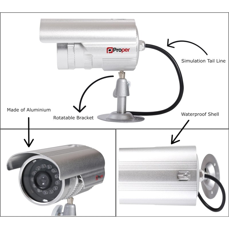 Properav Dummy CCTV Camera Outdoor, Fake Security Cameras Aluminium –