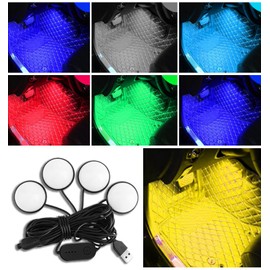Car Interior LED Lights,Car Accessories, Automotive Ambient Neon Light Kit with USB Port, Gifts for Men and Women, 4 in 1 Decoration Lights for Car, Garden, Home, Party (RGB Colorful)