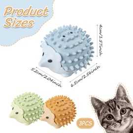 Gxhong Catnip Ball Cats, 3 Pieces Cat Catnip Ball, Catnip Balls with Coloured Hedgehog Casing, 360° Rotatable, Catnip Toy for Walls, Floors, Chair Legs