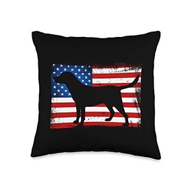 Labrador Retriever Patriotic American USA Flag Grunge Flag Throw Pillow