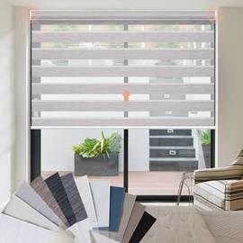 Canisteo Motorized Zebra Blinds，60%,85%,90% Blackout Fabric Sample, Light Filtering Window Shades Sample Fabric, Multi-Color