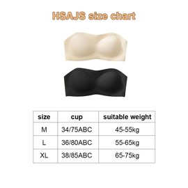 HSAJS Women's Bra Without Underwire Soft Soft Bustier Soft Comfortable Invisible Seamless Under Clothing Padded Bralette with Transparent Removable Straps, White