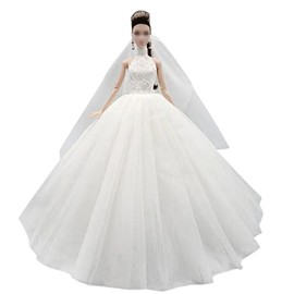Bridal Doll Clothes Wedding Dress for 11.5inch Girl Doll Outfits Party Princess Gown 1/6 Dolls Accessories (Style C)