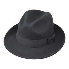Borges & Scott Swift - Fedora - Lightweight - 100% Wool Felt - Crushable for Travel - Water Resistant - Snap Brim - Black 56cm