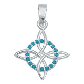 JOYARIS - Dije Nudo De Bruja Celta Amuleto Con Zirconias En Plata Solida 925 (Turquesa)