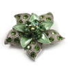 3D Enamel Crystal Flower Brooch (Light Green)