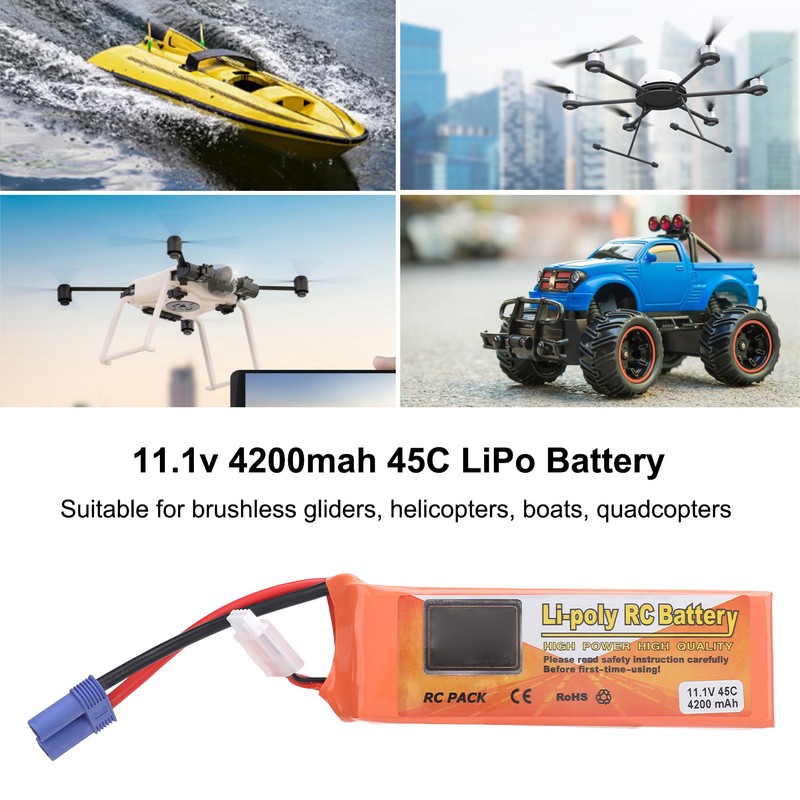 11.1v 4200mah 45C Rechargeable Toy Lithium Battery with EC5 Plug