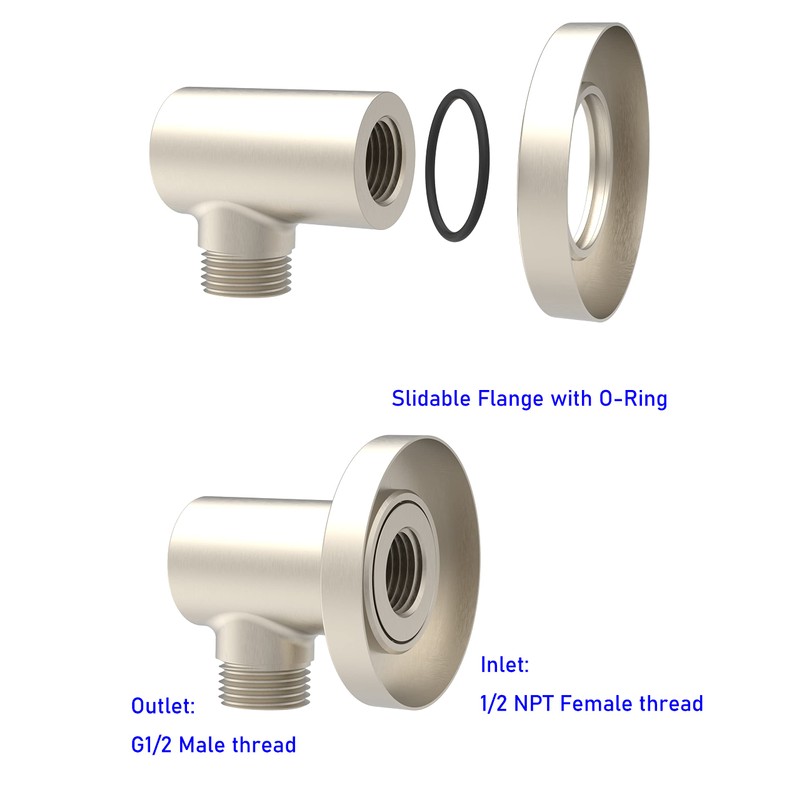 Aquaiaw Wall Supply Elbow with O-Ring Flange, Tapered 1/2 NPT