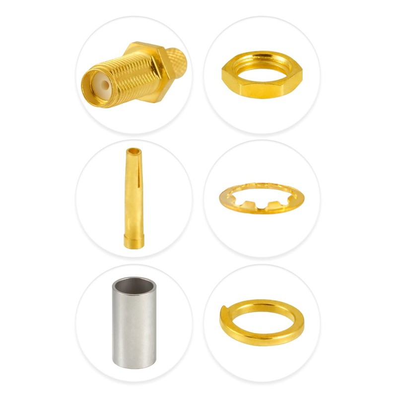 POBADY 10pcs SMA Connector SMA Female Bulkhead Crimp Connector for