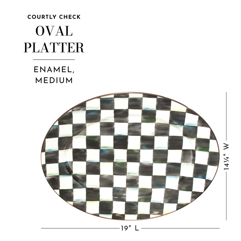 MACKENZIE-CHILDS Courtly Check Enamel Oval Platter, Serving Plate for Entertaining,